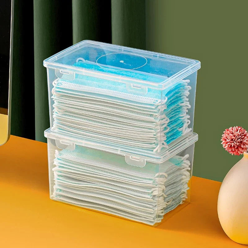 Dustproof Storage Box with Lid – Wipes & Mask Organizer