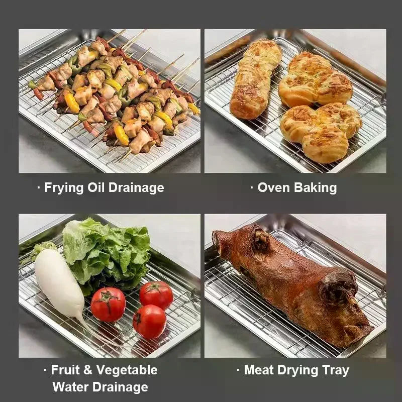 Stainless Steel Baking Tray Set with Removable Cooling Rack