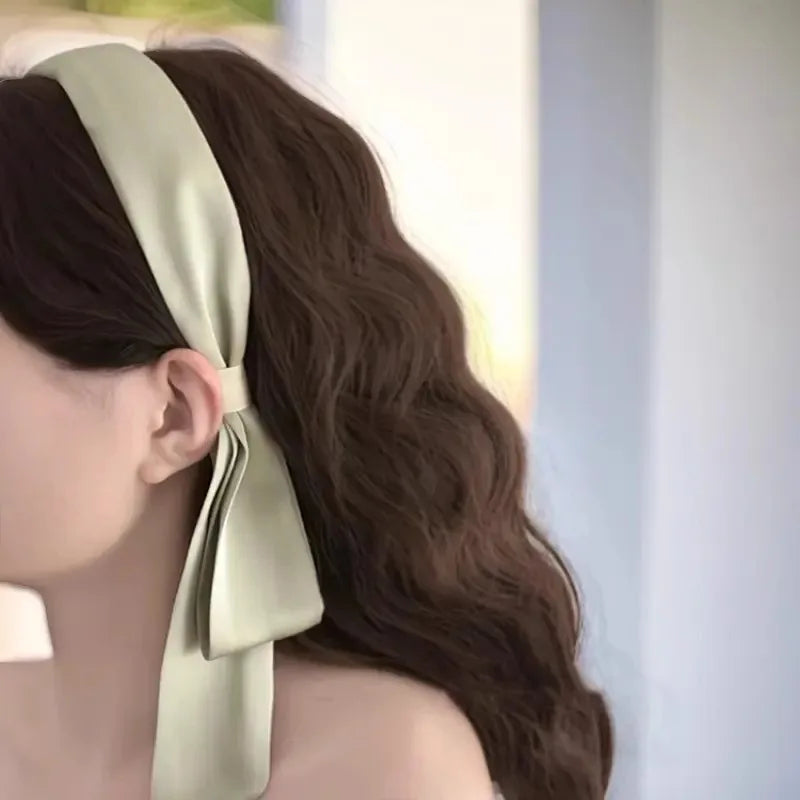 Elegant Solid Ribbon Hairband Women Girls Sweet Hair Ornament