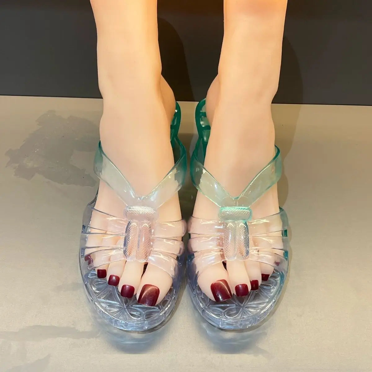 Women's Gradient Crystal Wedge Slippers – Jelly Sandals
