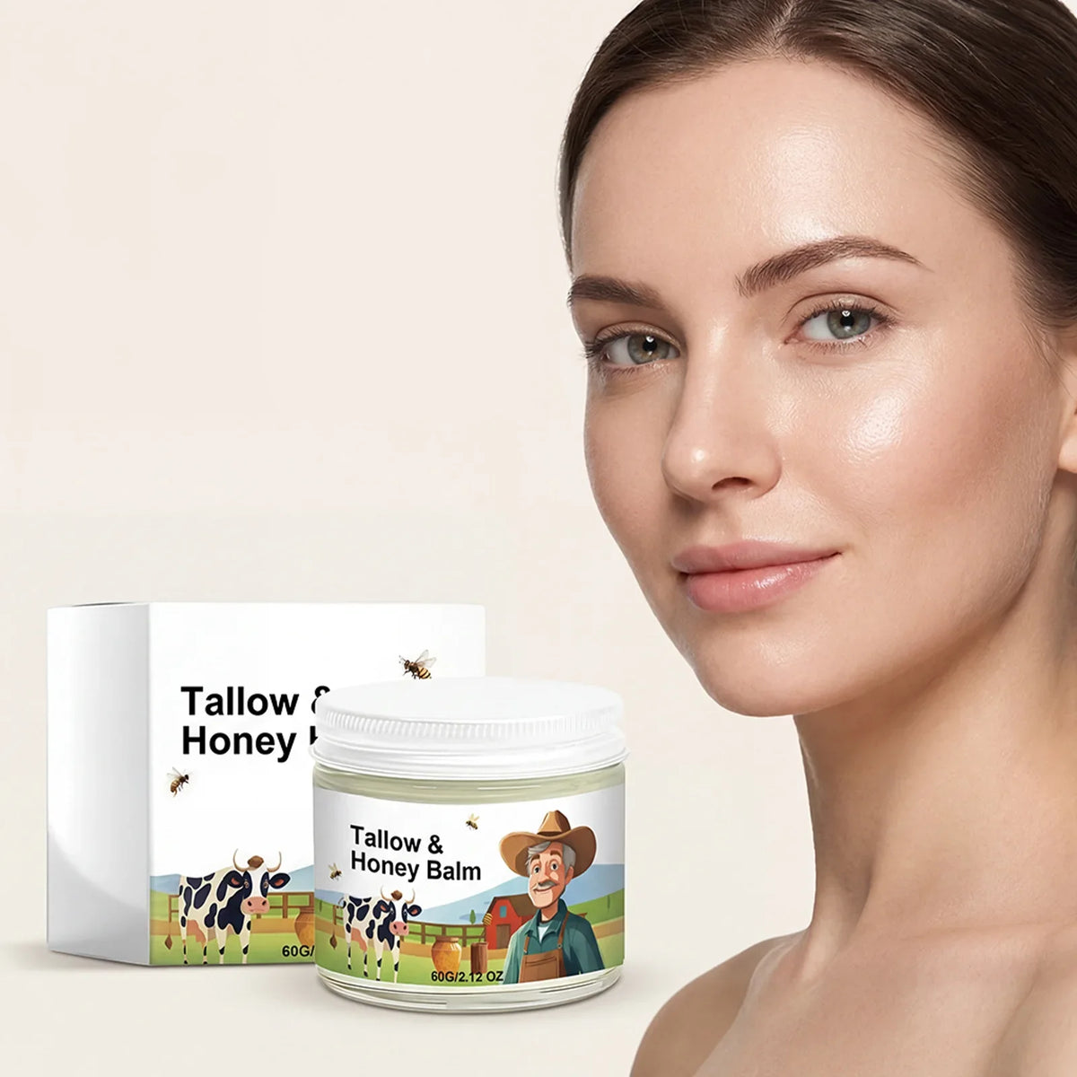Beef Tallow Honey Face Cream Balm Skin Firming Non Greasy Nourishing