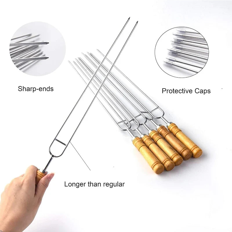 Double Prong BBQ Skewers – U-Shaped Stainless Steel Grilling Forks