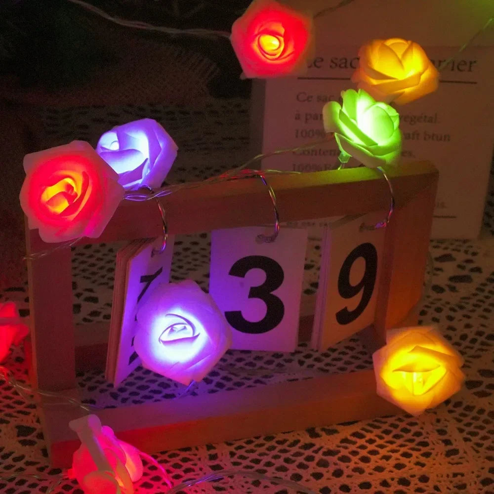 LED Pink Rose Flower String Lights USB Powered Wedding Home Party