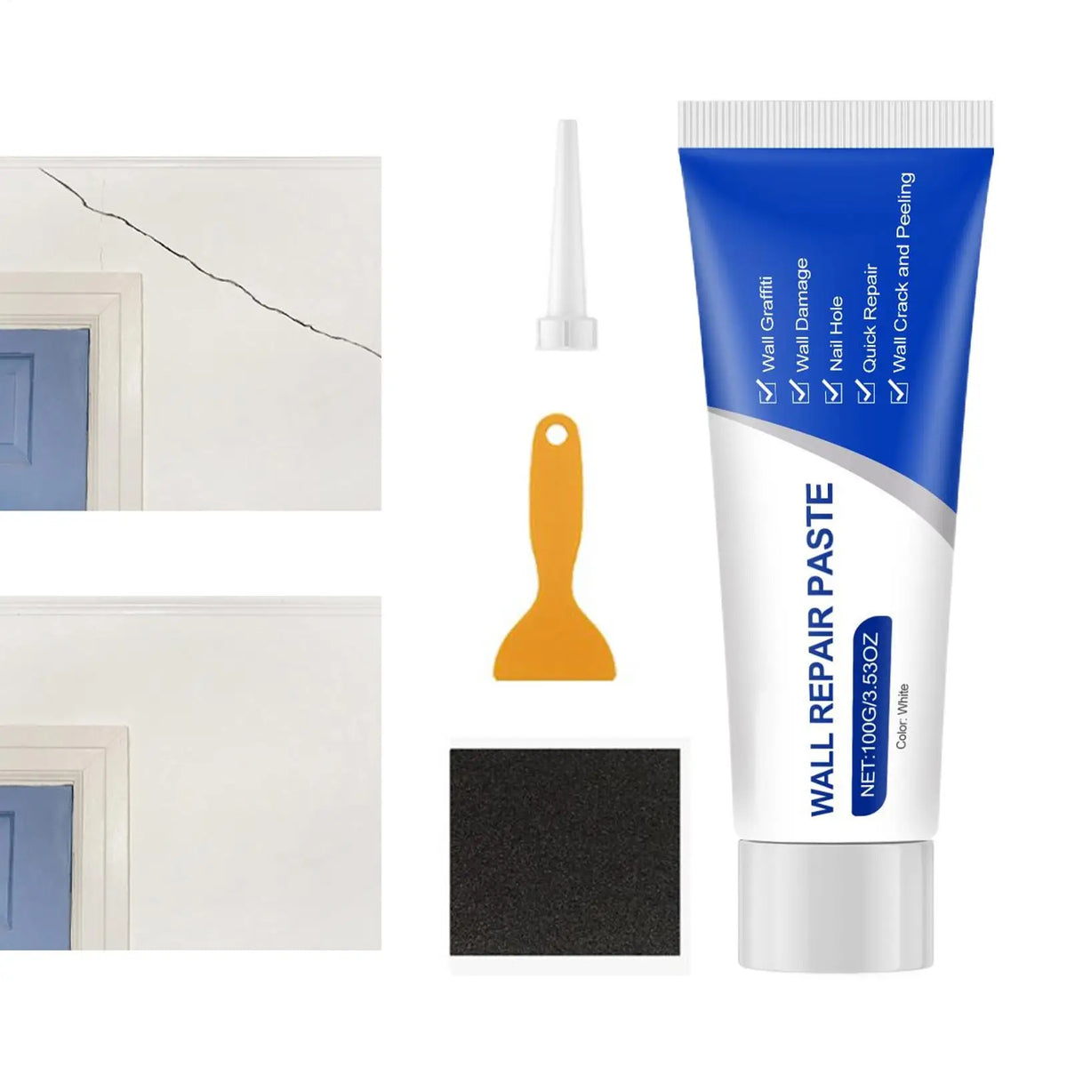 Wall Repair Putty Kit – Crack, Hole & Nail Filler + Scraper