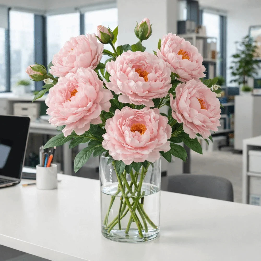 Silk Peony Artificial Flower Branch 68cm | 2 Heads Real Touch