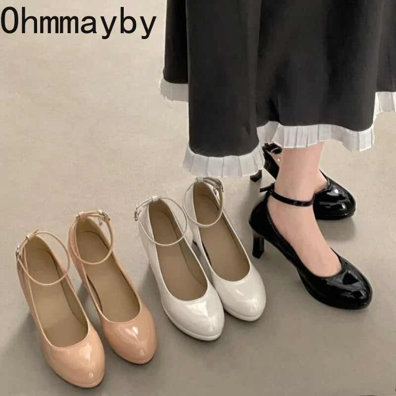 Women's Mary Jane Pumps – Ankle Strap Square Heel Dress Shoes