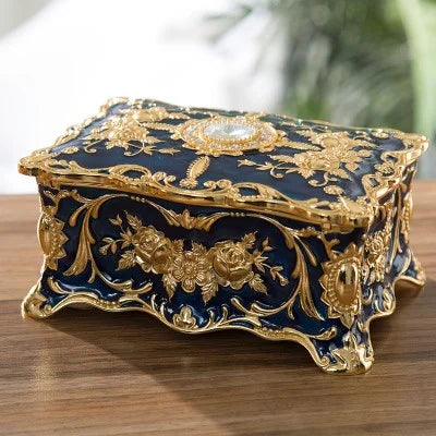 European Retro Metal Jewelry Box – Ring & Necklace Storage