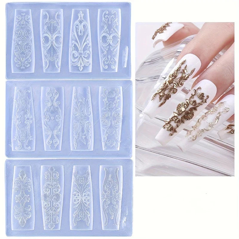 Baroque Silicone Nail Art Mold | 3D Relief Manicure Template
