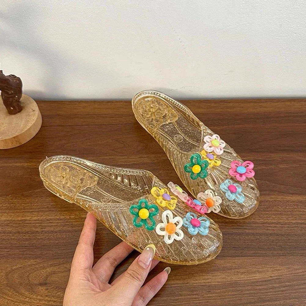 Crystal Jelly Flat Slippers | Hollow Non-Slip Beach Slides