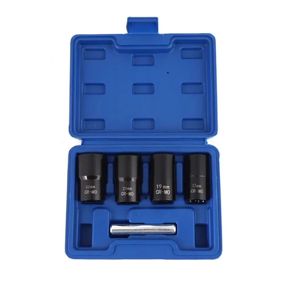 5-Pc Bolt Extractor Socket Set 1/2" Drive 17–22mm Lug Nut Remover