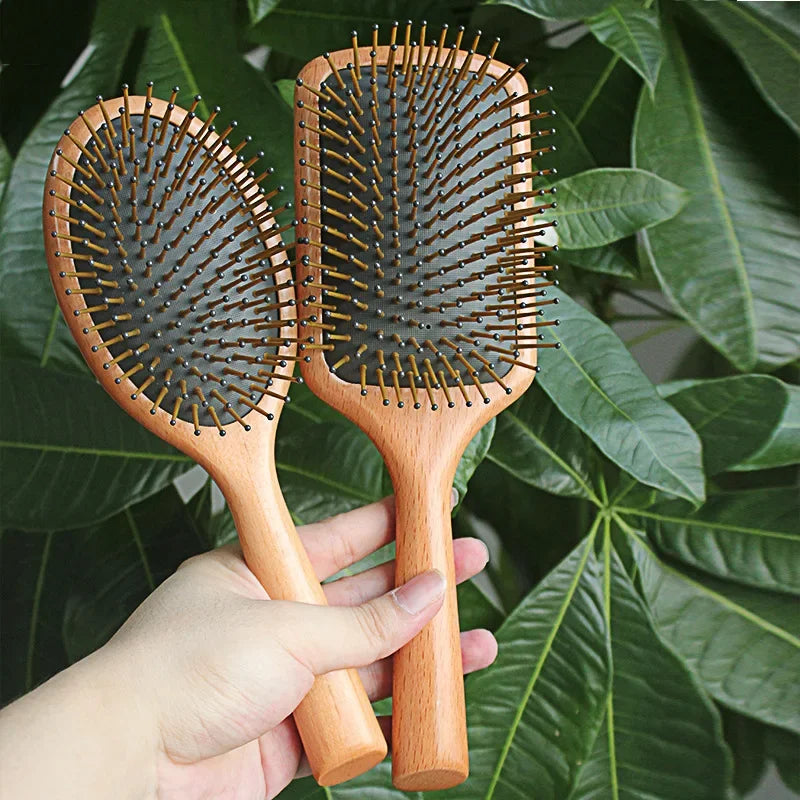 Anti-Static Wooden Air Cushion Hairbrush – Detangle & Style