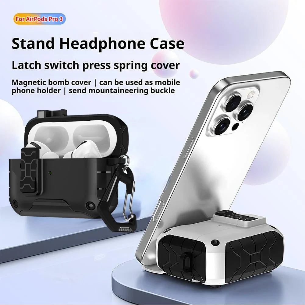 AirPods Pro 3 MagSafe Case – Magnetic Lock, Kickstand & Carabiner