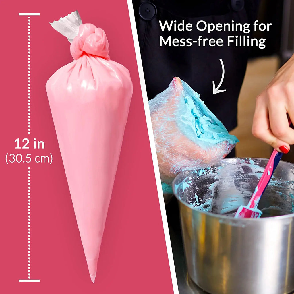 200-Pack Anti-Burst Disposable Piping Bags – Cake & Pastry