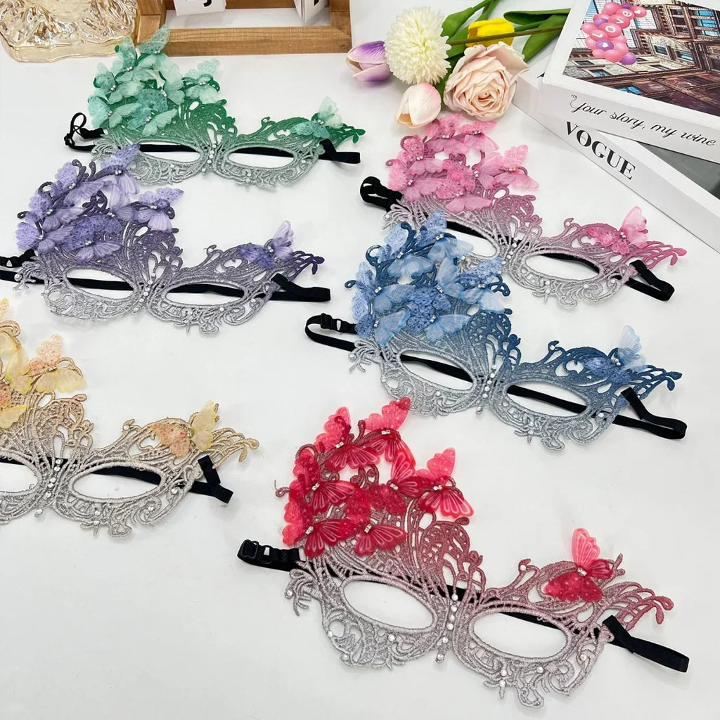 Gradient Butterfly Masquerade Mask Sexy Lace Half Face Luxury