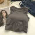 Women's Padded Crop Tank Top | U-Neck Bra Vest, Black & White
