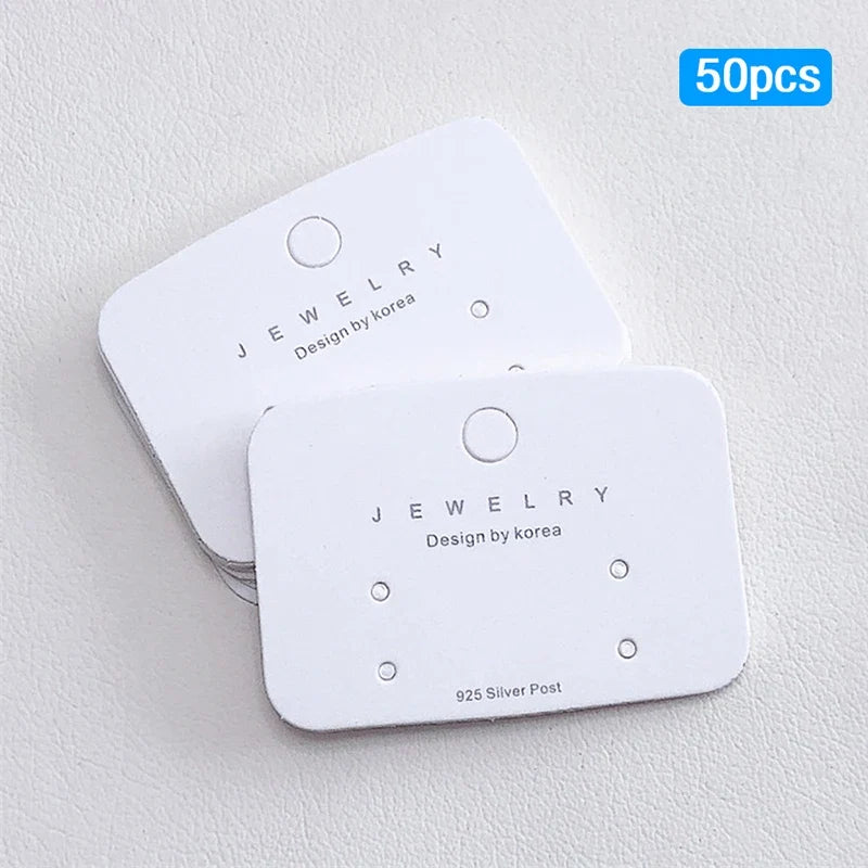 50 Pcs White Earring Display Cards – DIY Jewelry Packaging Tags