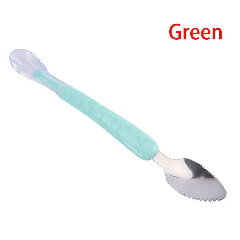 Double-Head Baby Feeding Spoon – BPA-Free Silicone & Steel