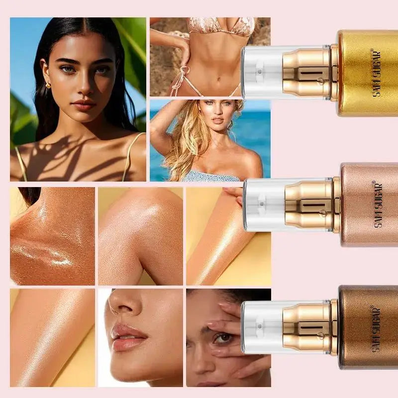 SAM SUGAR Pearl Rose Gold Shimmer Body Oil & Face Highlighter