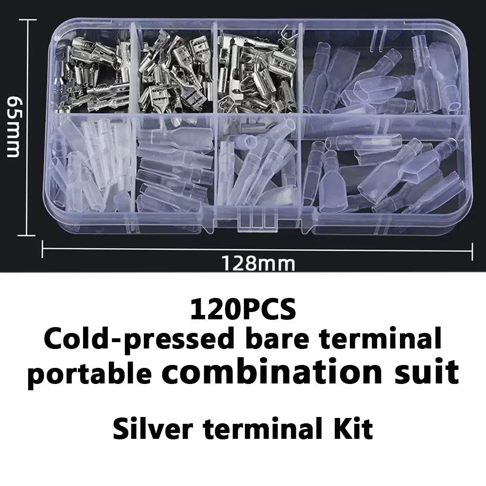 120PCS Crimp Terminal Kit – Gold & Silver Male Female Connectors