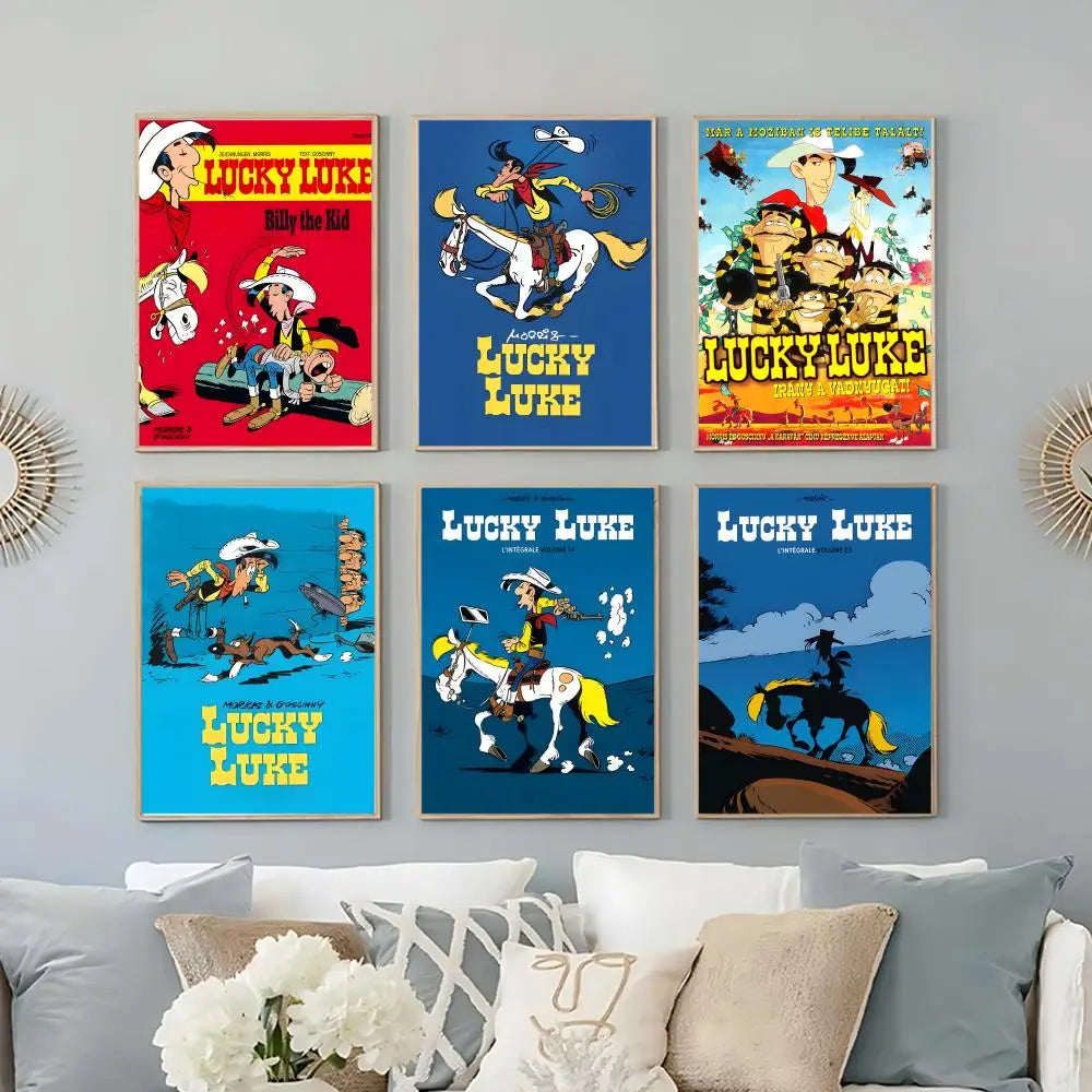 Lucky Luke Cartoon HD Poster – Self-Adhesive Waterproof Wall Art