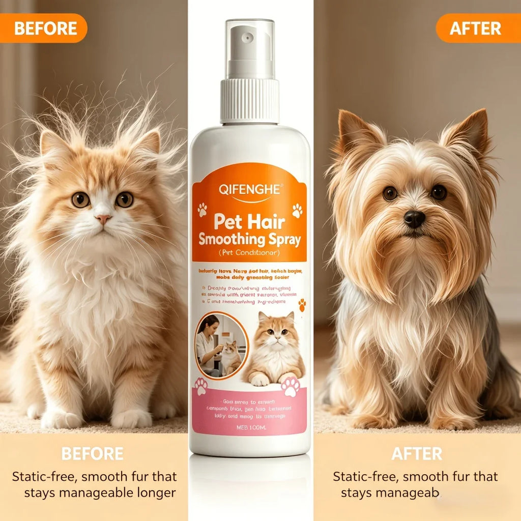 Pet Hair Detangling Spray & Reusable Lint Roller Set | Cats & Dogs