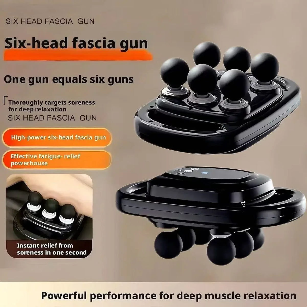 6-Head Percussion Massage Gun | 9 Modes Electric Massager