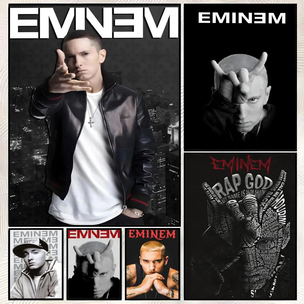 Eminem HD PVC Self-Stick Wall Poster – Waterproof Music Decor