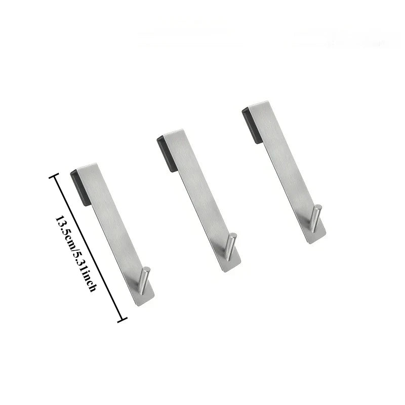 3-Pack Stainless Steel Over-the-Door Hooks | Towel & Robe Hangers