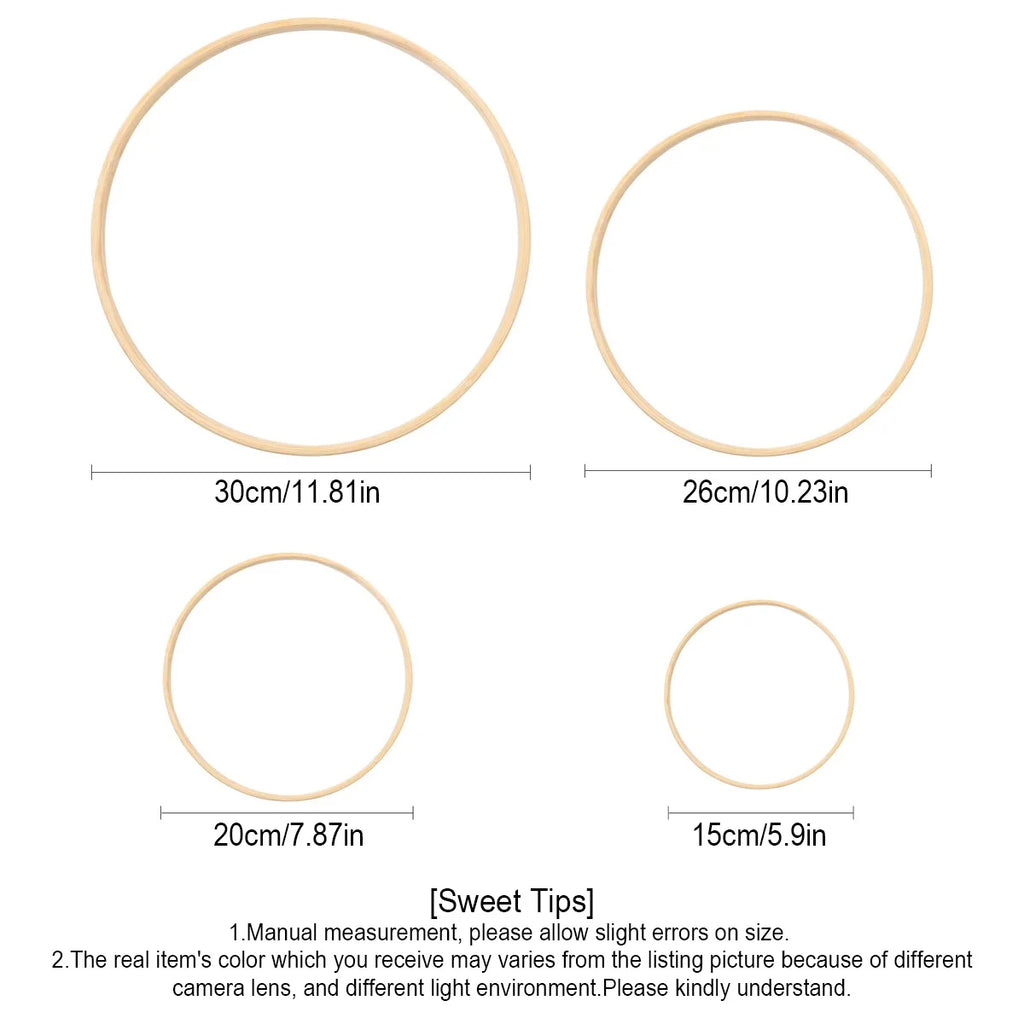 Wreath Rings 4Sizes 6 8 10 12lnch Wooden Bamboo Floral Hoop Macrame
