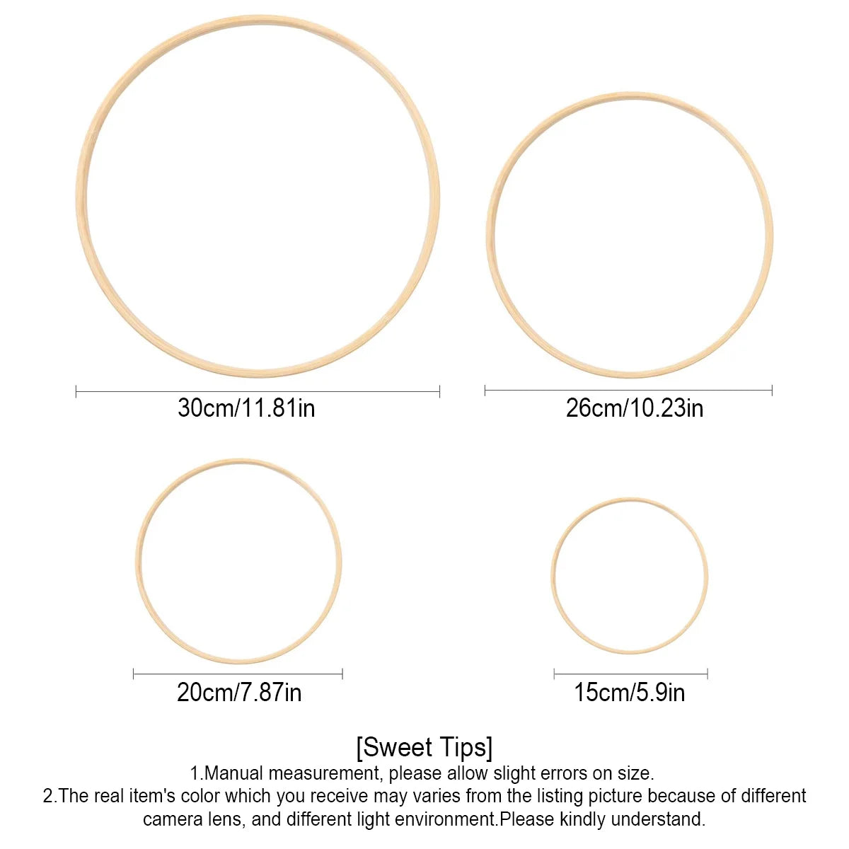 Wreath Rings 4Sizes 6 8 10 12lnch Wooden Bamboo Floral Hoop Macrame