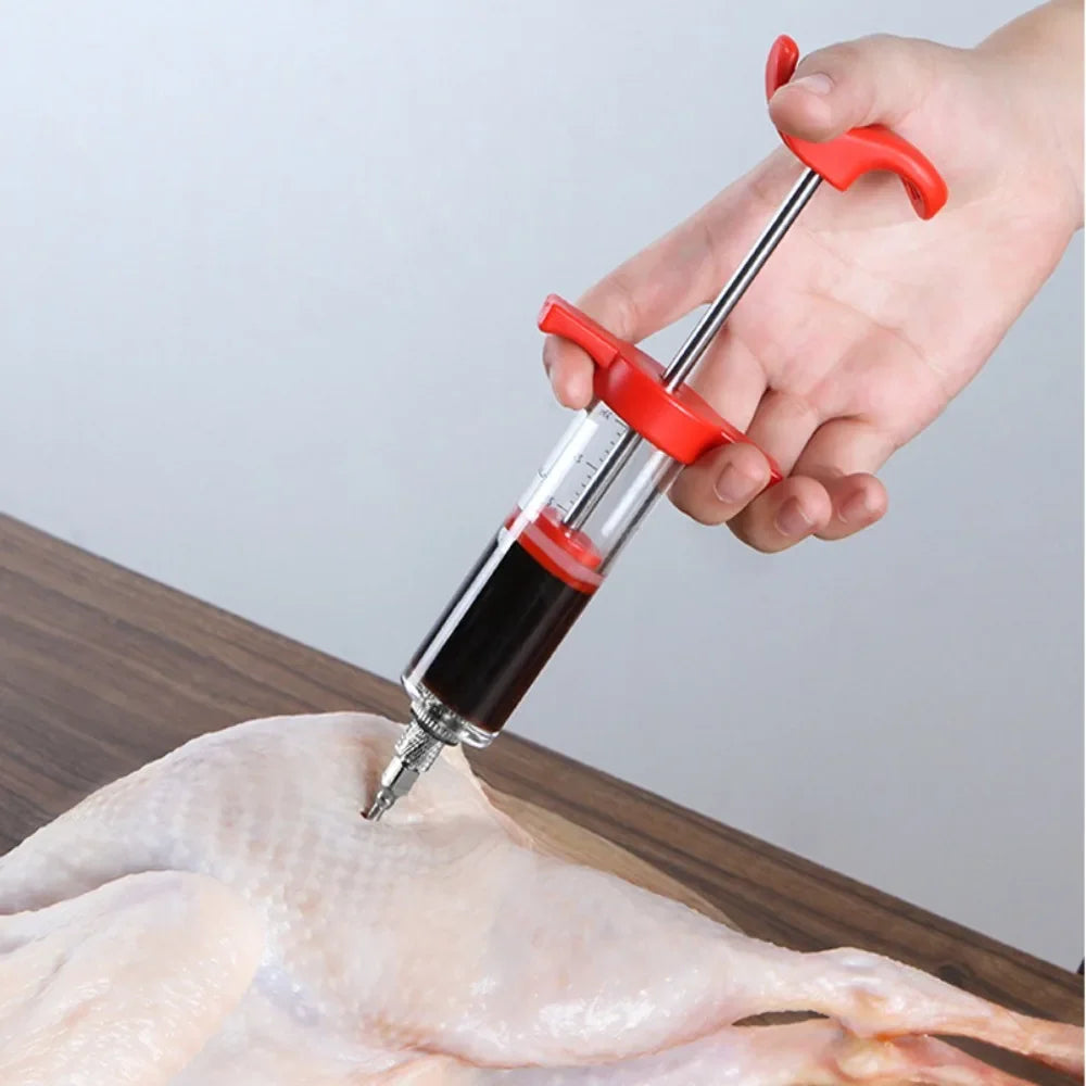BBQ Meat Injector Syringe with 3 Stainless Steel Needles