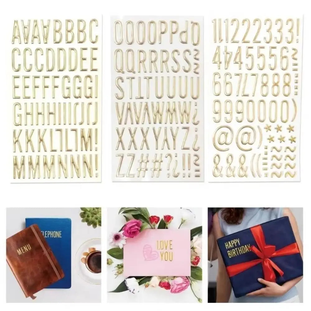 3D Gold Letter & Number Stickers – Puffy Waterproof Decals 3 Sheets