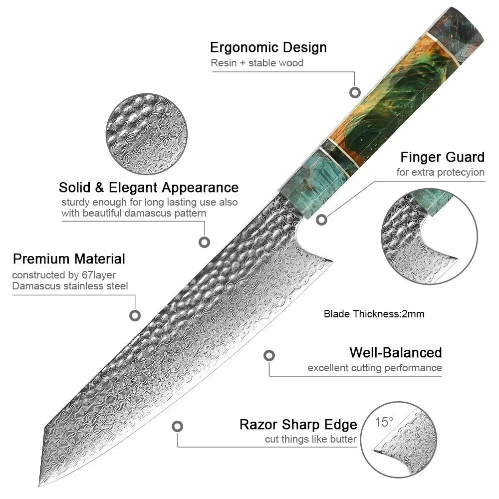 8" Kiritsuke Chef Knife – 67-Layer Damascus Steel Kitchen Knife