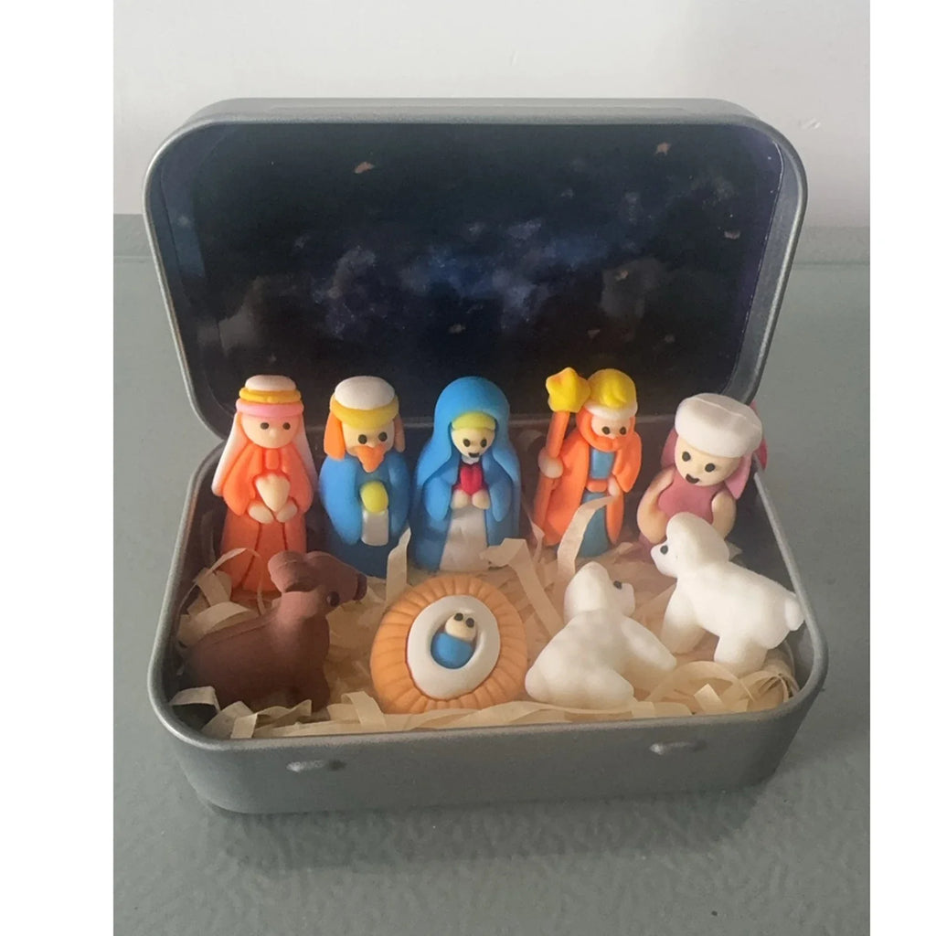 Handmade Wooden Christmas Nativity Scene Box Ornament | Xmas