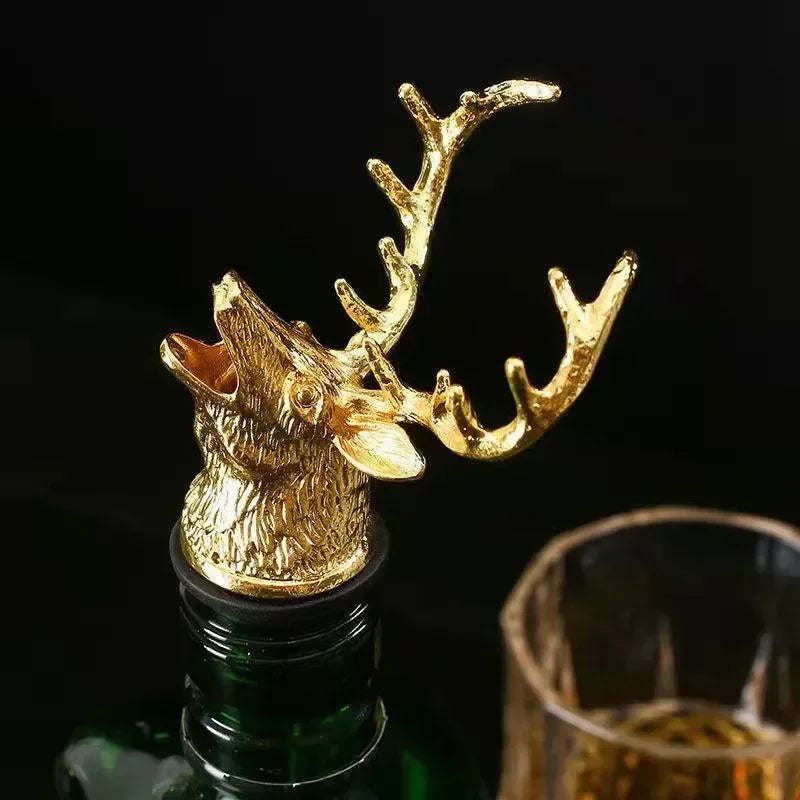 Deer Head Wine Bottle Stopper | Zinc Alloy Bar Accessory