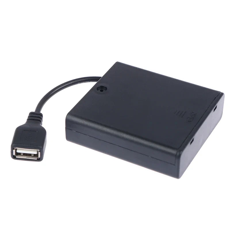 4 AA Battery Case Black X USB Box 5V LED Strip Lights Mini Power