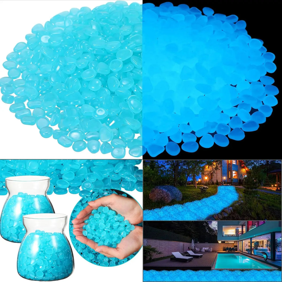 1200 Pcs Glow in the Dark Stones – Garden & Aquarium Pebbles