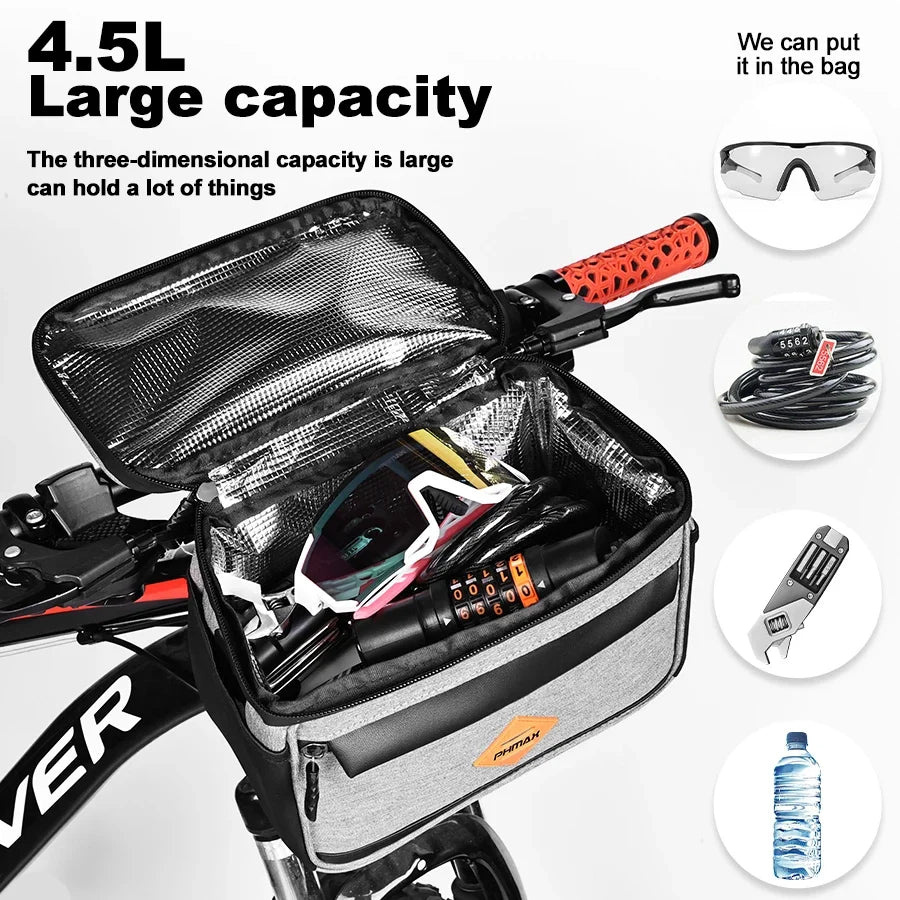 PHMAX 4.5L Waterproof Bicycle Front Bag | Touch Screen Phone Bag