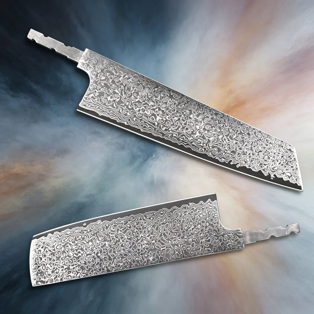 Damascus Steel Blank Blade Set – Chef, Santoku & Nakiri DIY