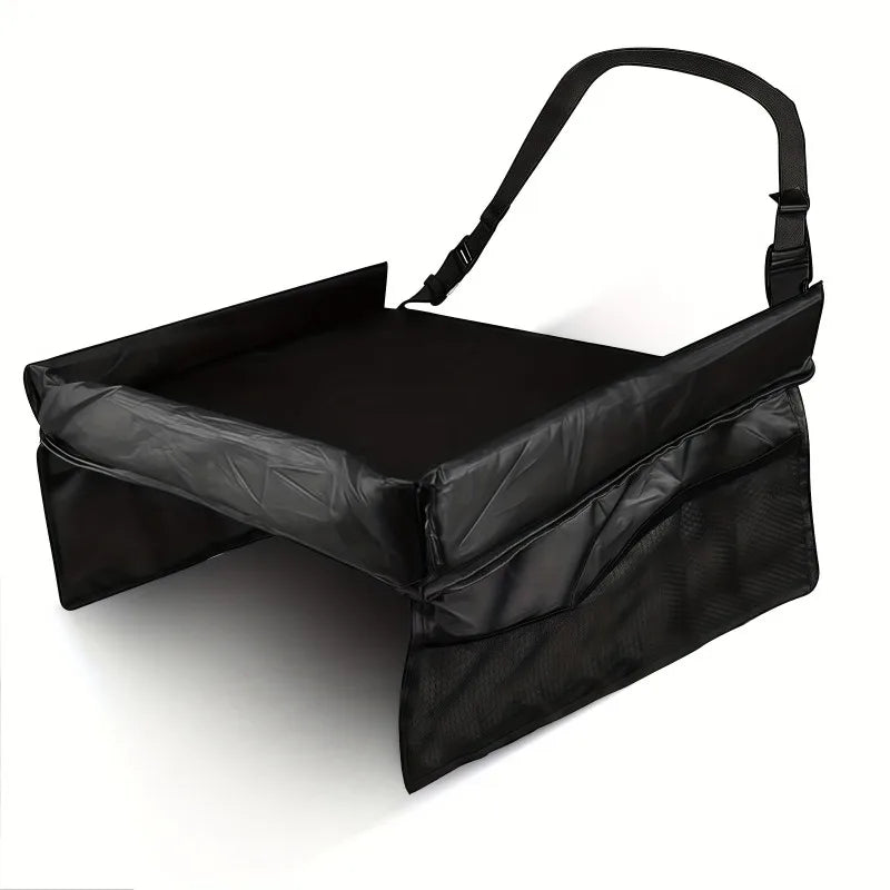 Foldable Expandable Car Seat Travel Tray Multiple Storage Pockets