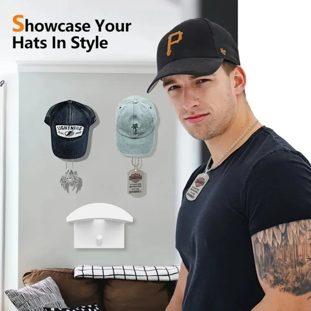 No-Drill Wall Hat Hooks – Baseball Cap Organizer, 2–10 Pack