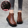 Lorilury Women's Waterproof Leather Fur-Lined Ankle Boots
