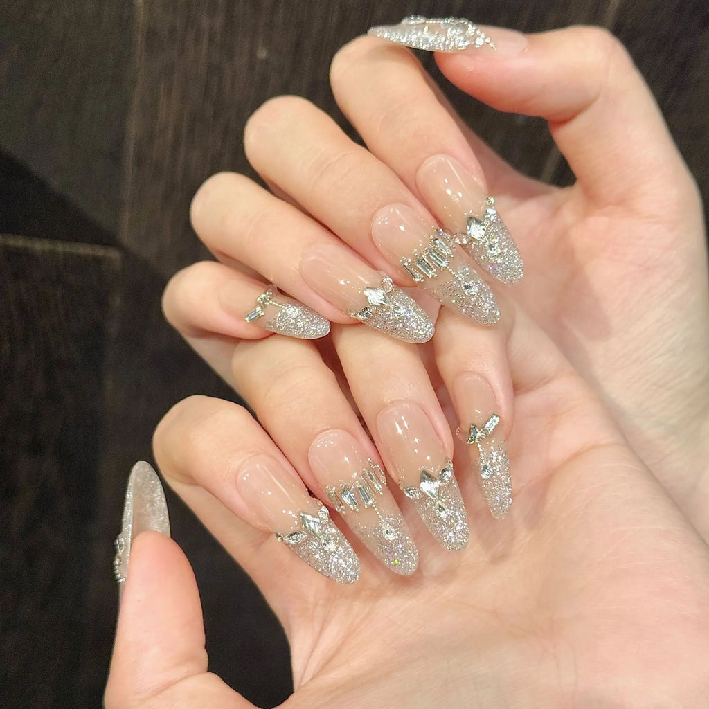 Handmade Press Nails Sweet Pink Ballet Lady Fake Nail Tips Wearable