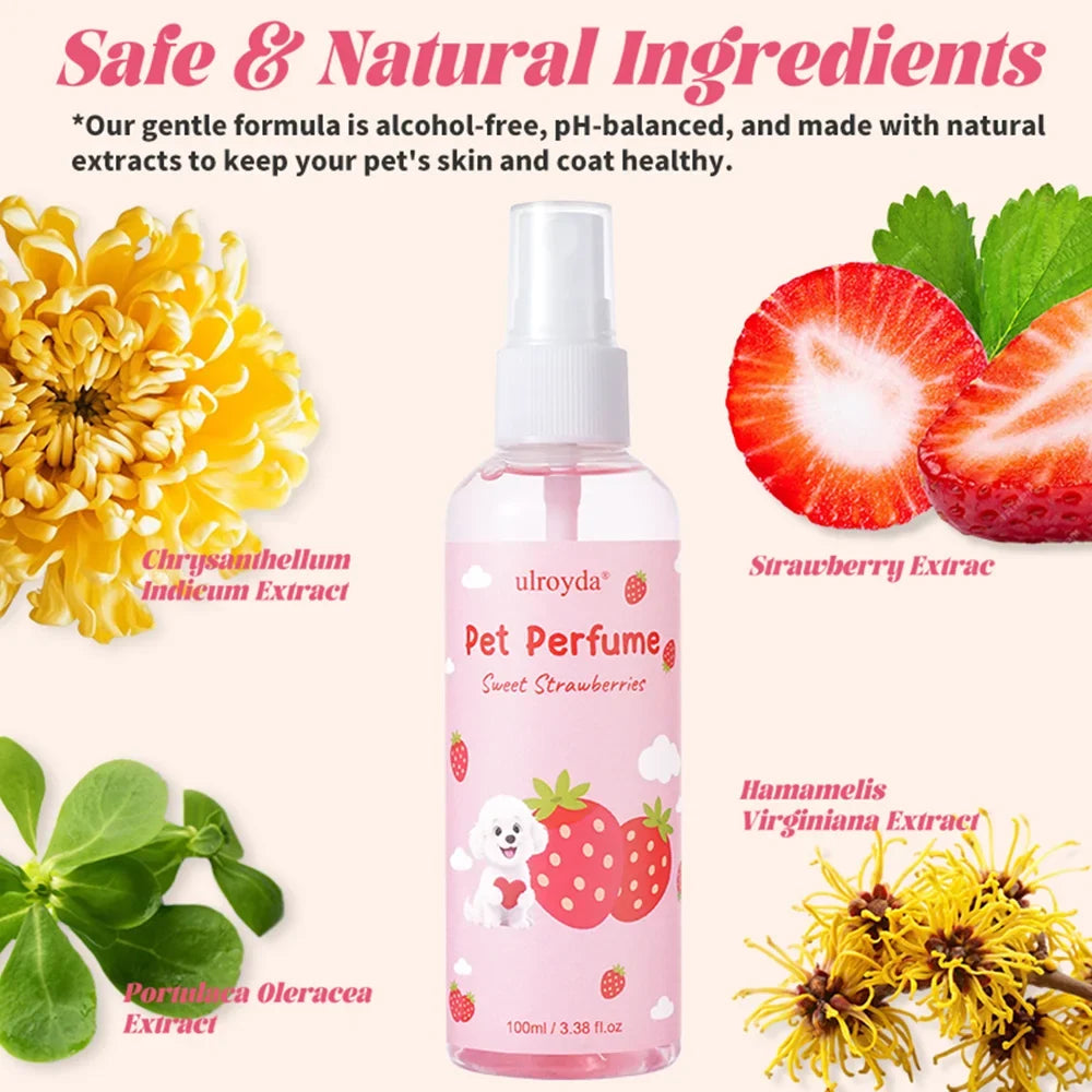 Pet Perfume Spray Sweet Strawberry Scent Long Lasting Fragrance