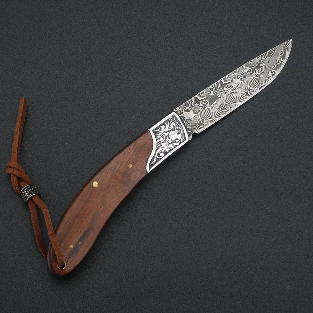 Damascus Steel Folding Knife – XUAN FENG Outdoor Pocket Knife