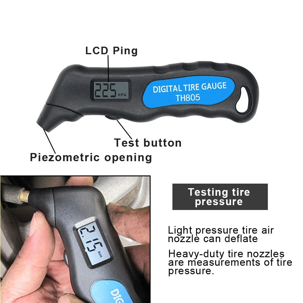 Digital Tire Pressure Gauge TH805 – 150 PSI LCD, Car Bike Truck
