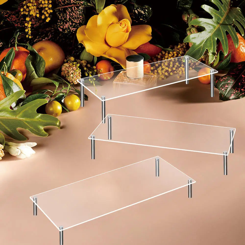 Stainless Steel Stand Acrylic Display Stands Clear Shelf Cupcake