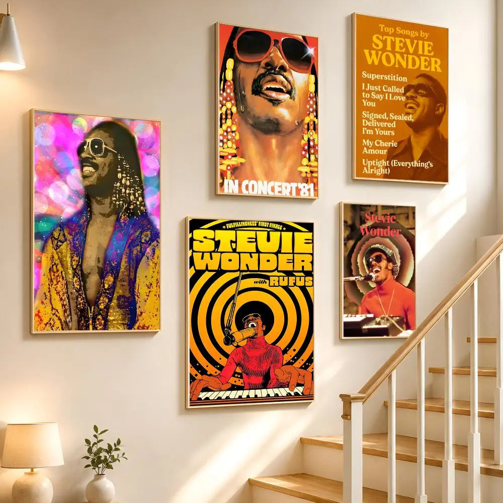 Stevie Wonder HD Waterproof Wall Poster PVC Sticker | Music Décor