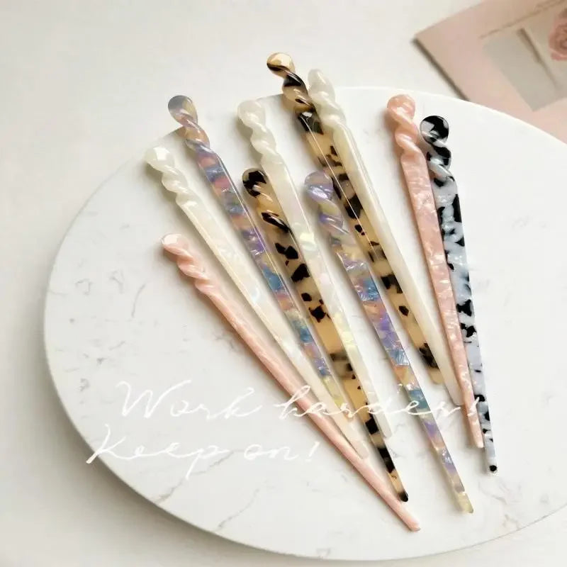 Chinese Acetate Hair Sticks – Vintage Chopstick Hairpin for Women