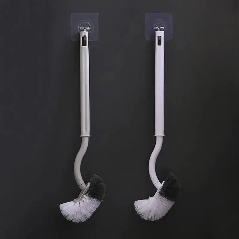 S-Shape Long Handle Toilet Brush – Wall-Mounted Soft Bristles